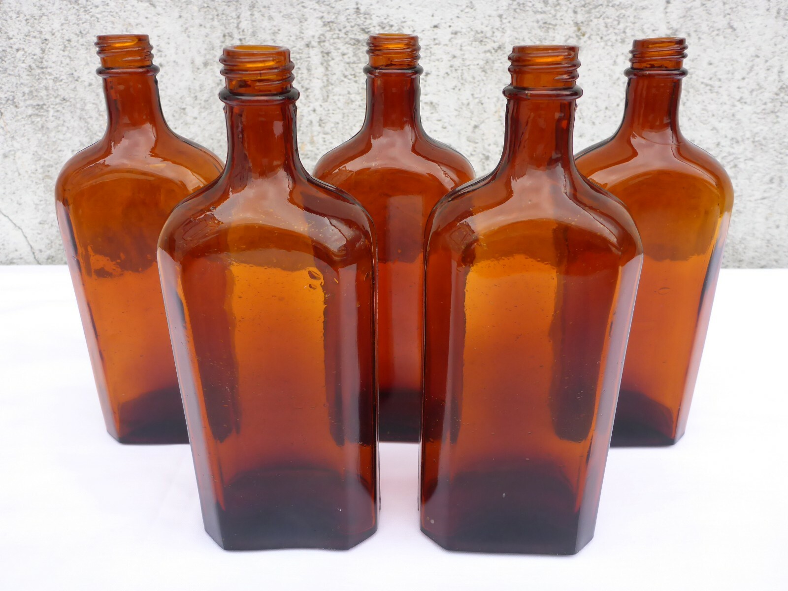 5 X Old Brown Medicine Glass Pharmacy Bottles 250 ML Approximately 17.0 CM Brown