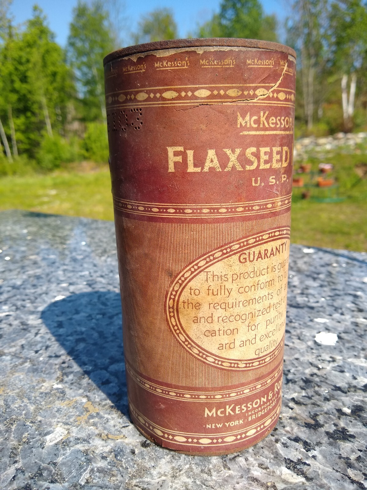 Vintage McKesson’s Flaxseed Meal Can By McKesson & Robbins, Apothecary Medical