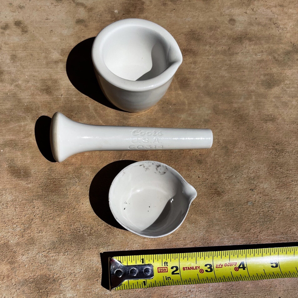 Vintage Apothecary Drug Mortar & Pestle by COORS USA Set of 3 Signed