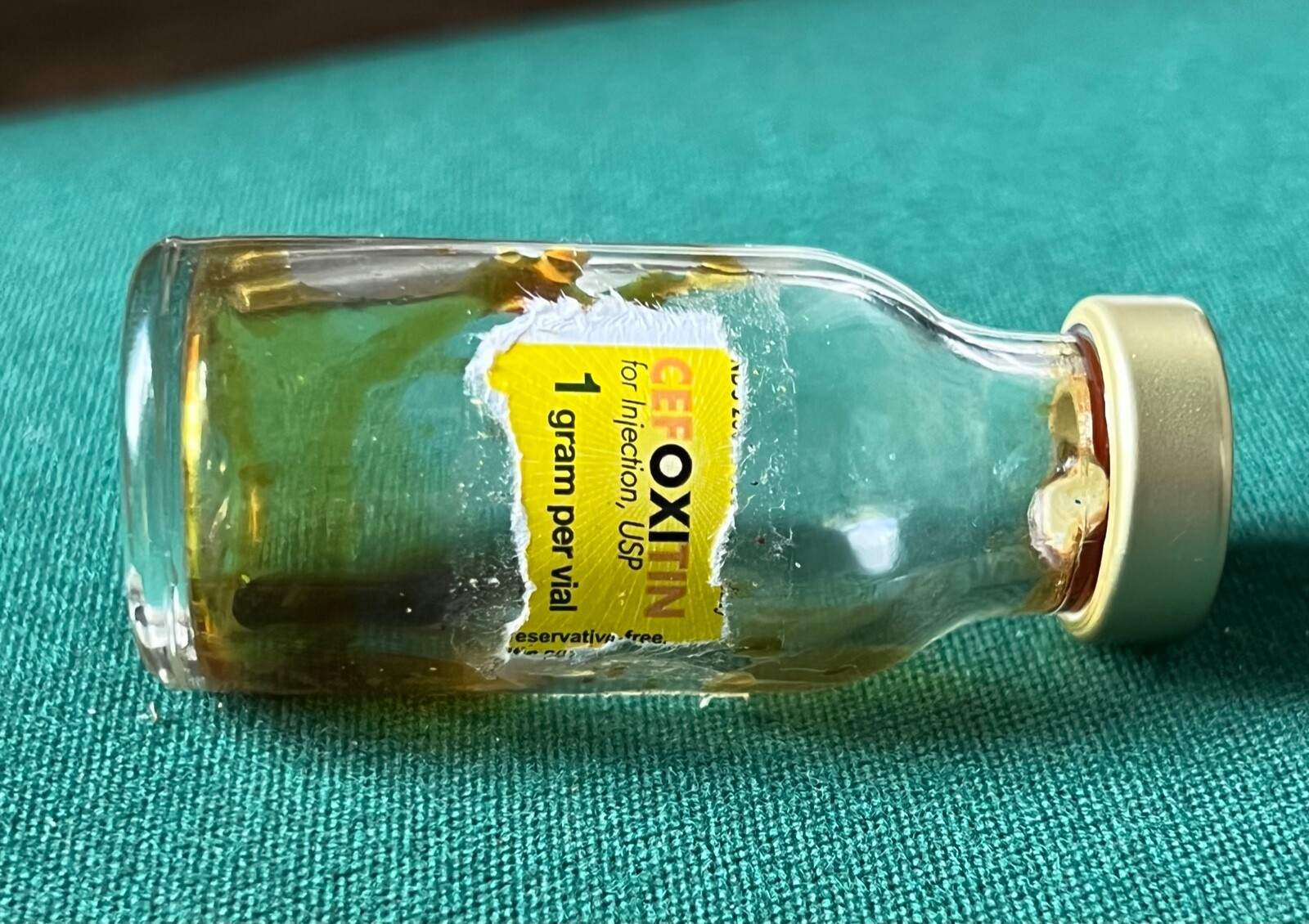 vtg empty clear brown amber vial CEFOXITIN antibiotic for display