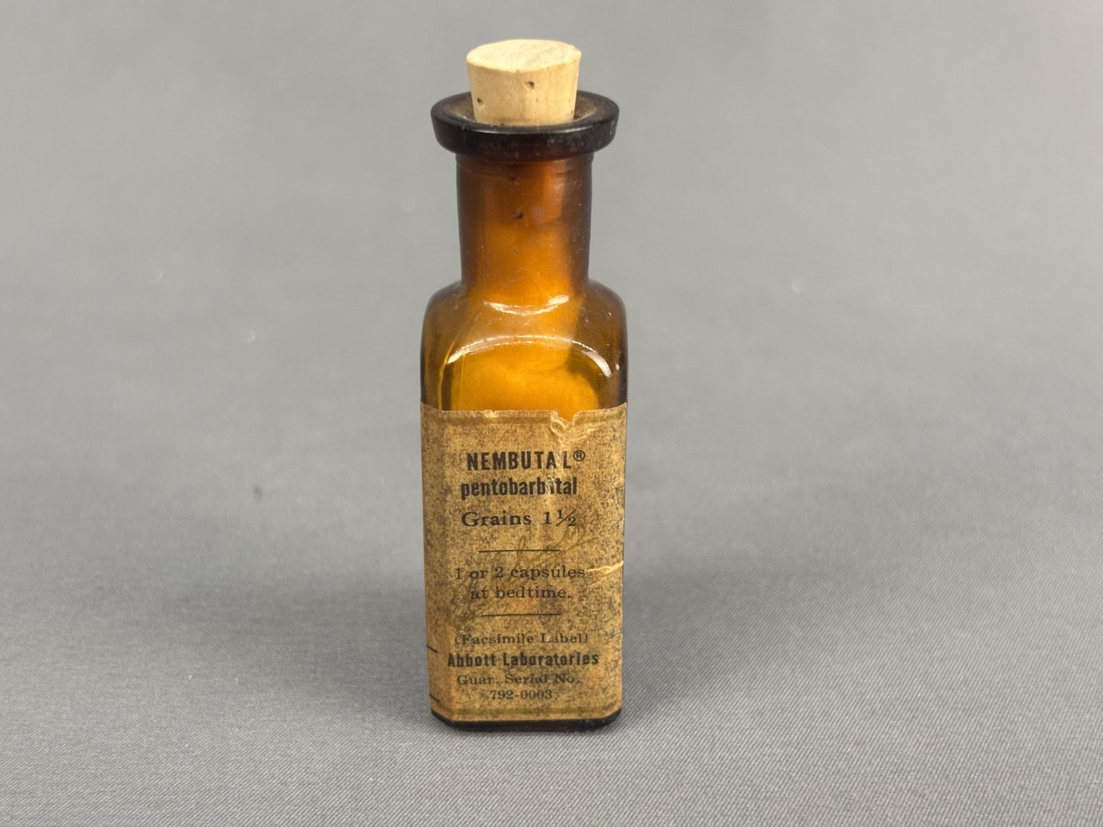 Vintage Abbott Laboratories Nembutal Pentobarbital Bottle (11H)
