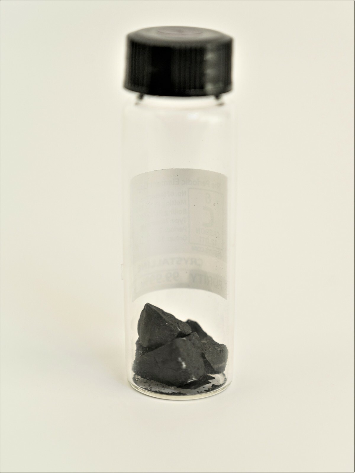 Carbon Graphite Pieces in New “Stand Tall Glass Vial