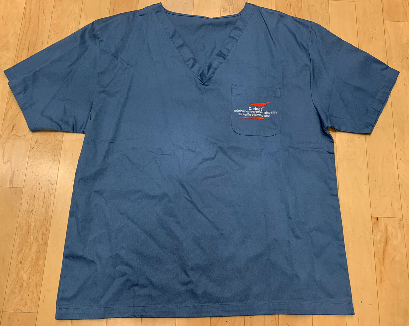 Vintage Caduet Pharmacy Pharmacist Representative Sales Rep Scrub Shirt HTF Work
