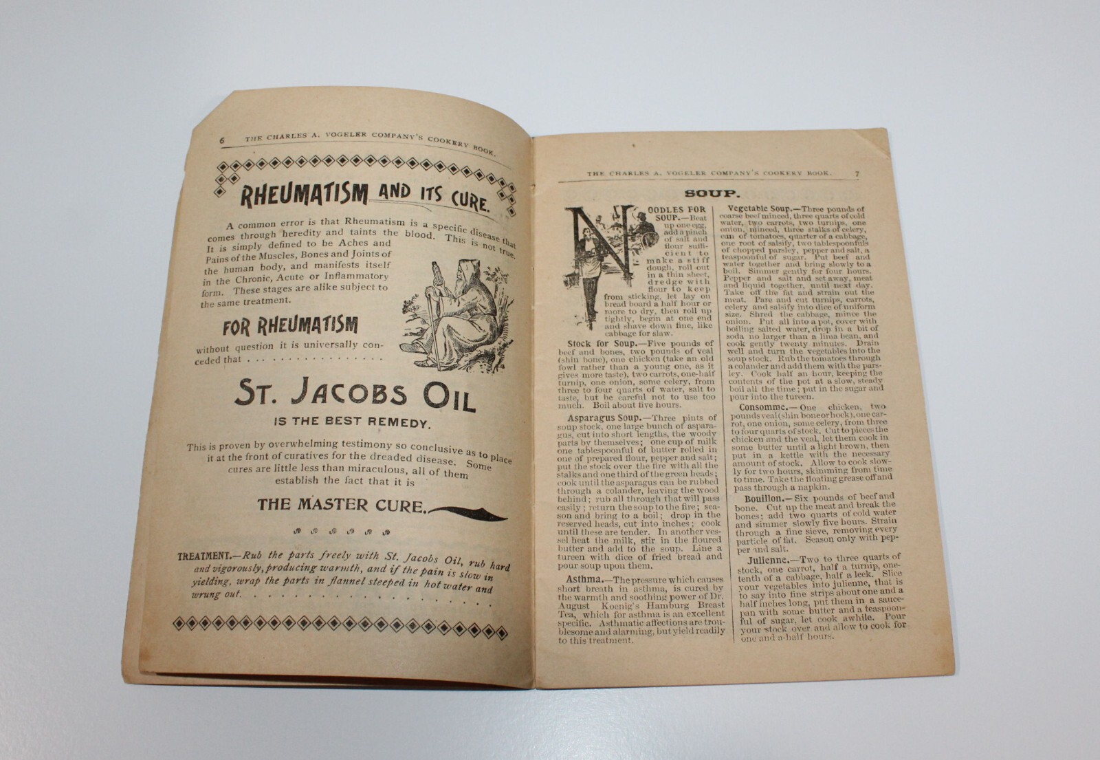 Vintage 1897 Medical Cure Pharmacy Chas. A. Vogeler Co. St. Jacobs Oil Cookbook