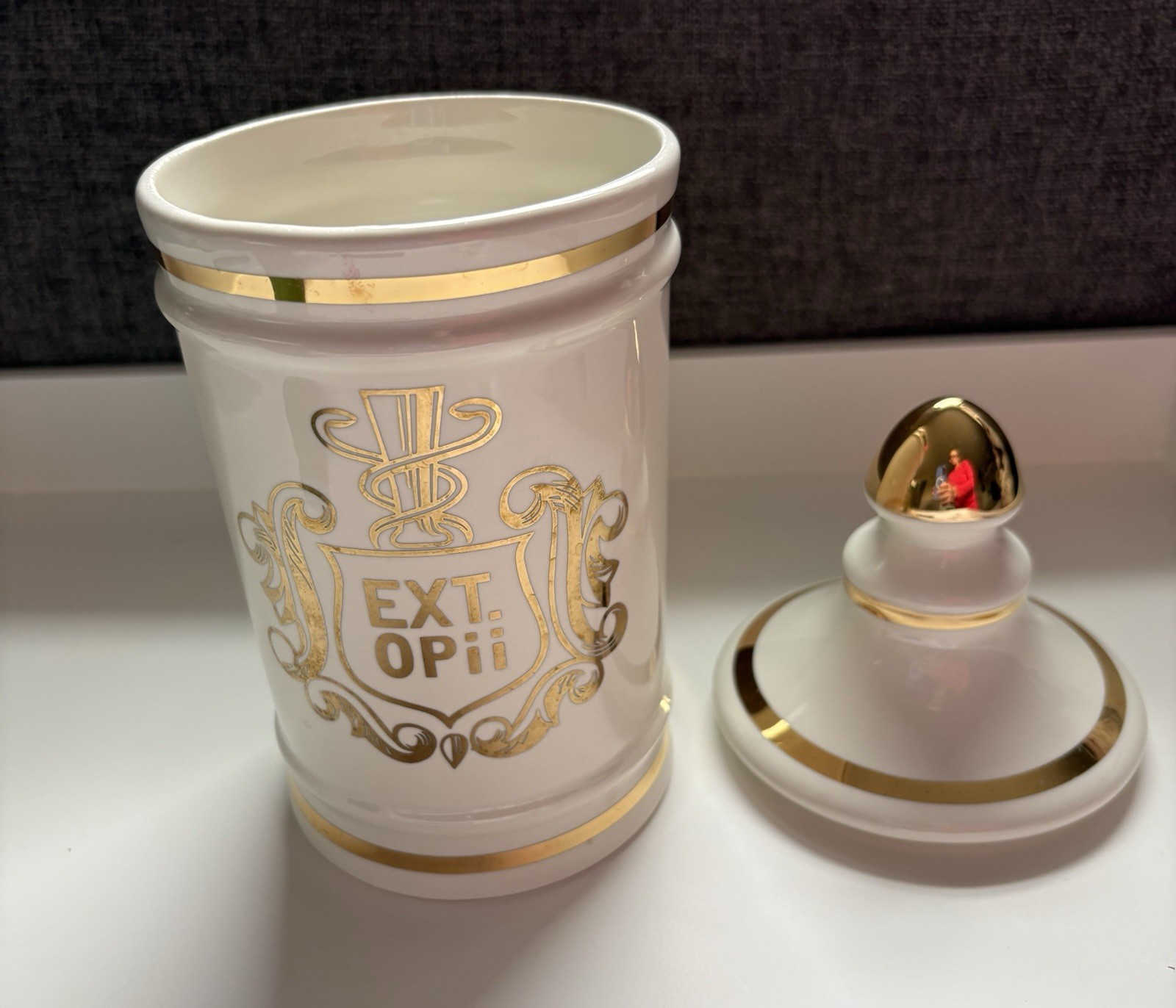 VTG Pharmacy Apothecary EXT OPii (opium extract)Canister Jar Cream & Gold Owens