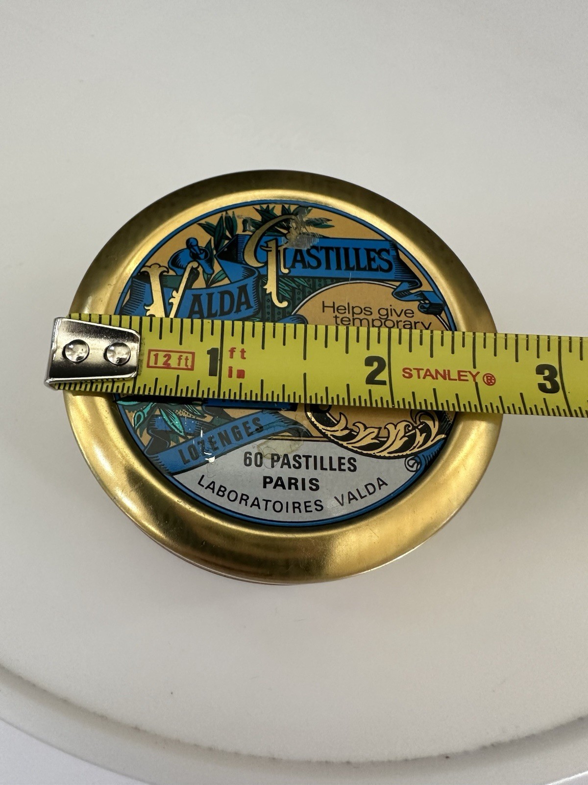 VTG Tin Litho Valda Pastilles Medicine Cough Drops Menthol Paris France Empty EU
