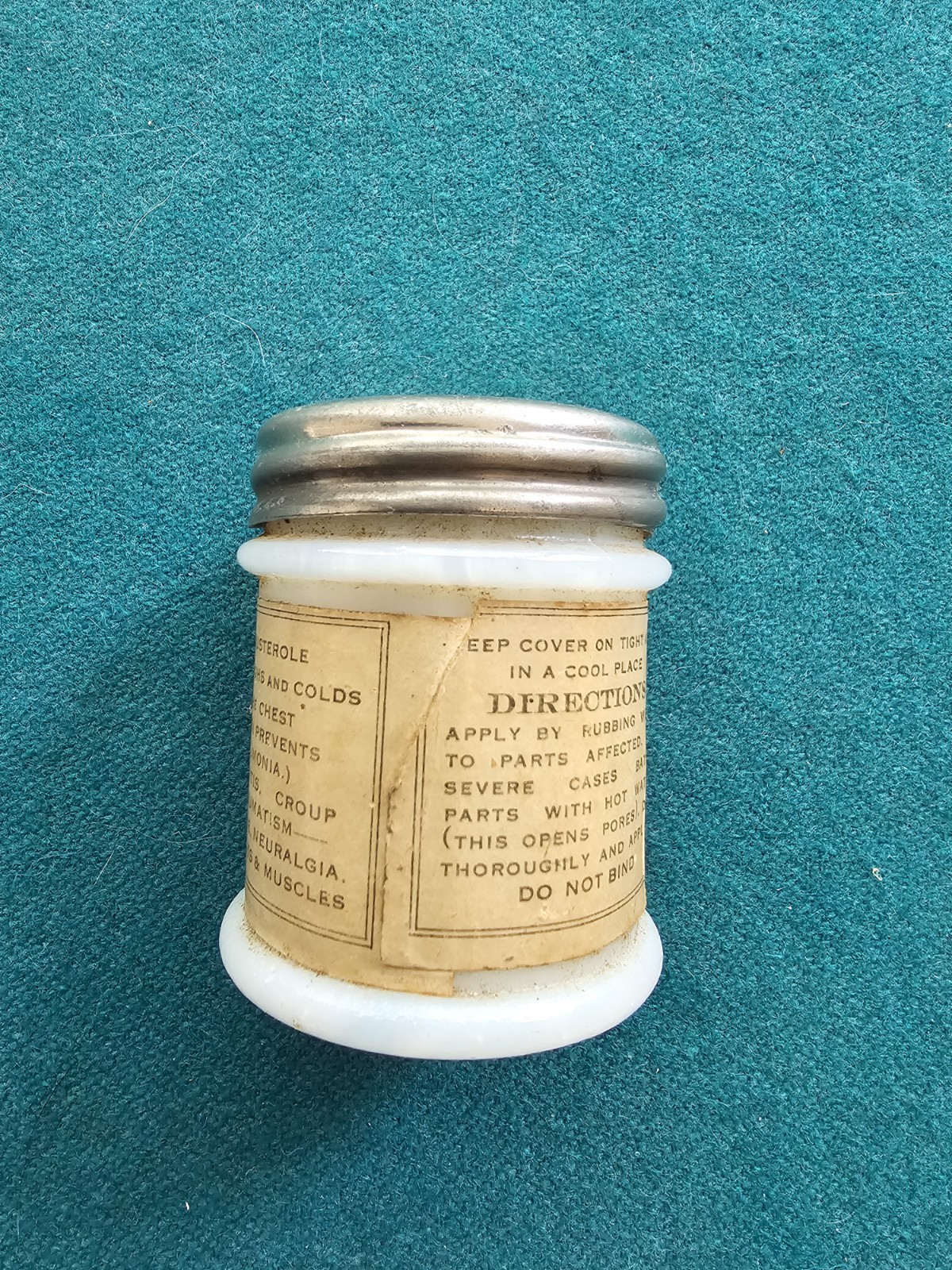1900s Musterole Ointment, Milk Glass Medicine Jar
