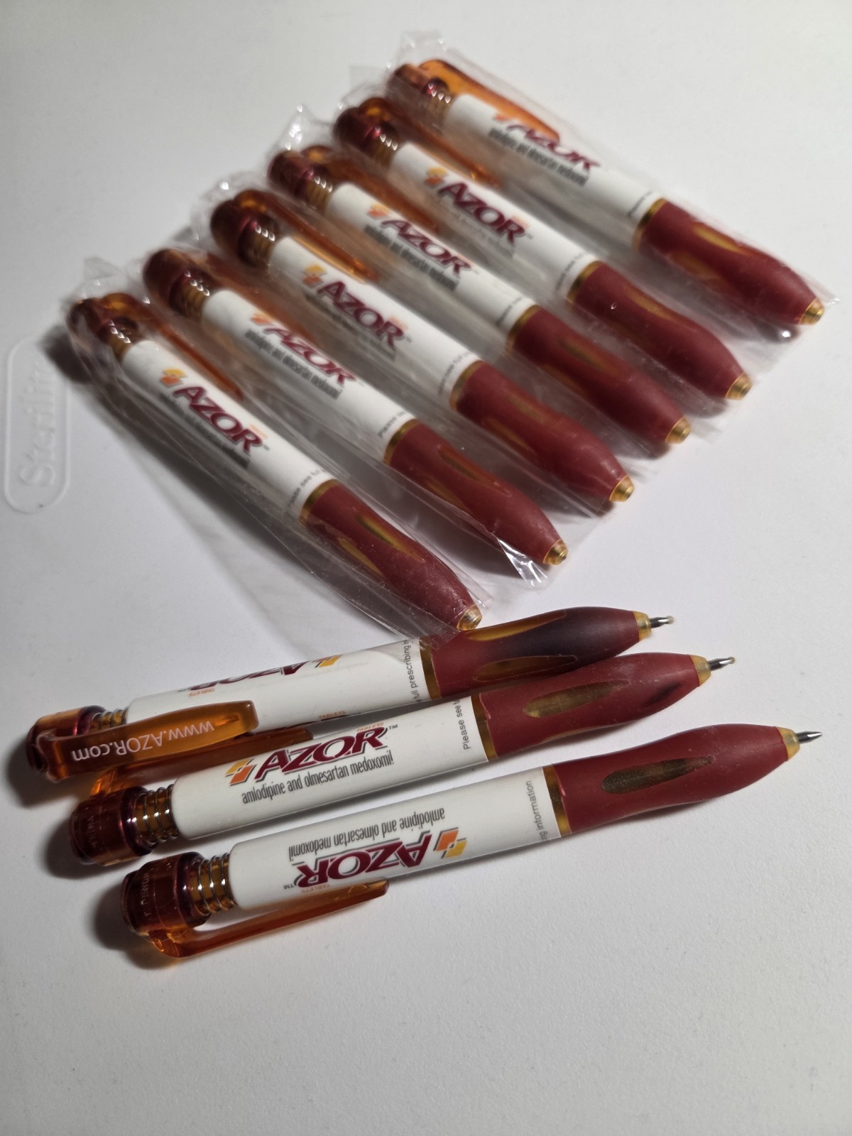 Lot of 9 ~ AZOR Drug Rep Pen Promo Advertising Collectible Pharma Medical Office