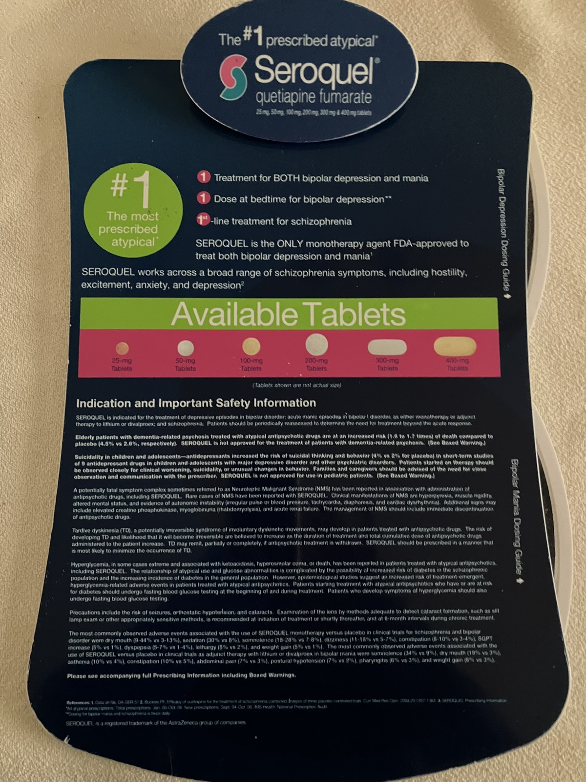 Seroquel Acrylic Clipboard Antipsychotic Drug Pharmaceutical Rep Promo Vtg 2000s