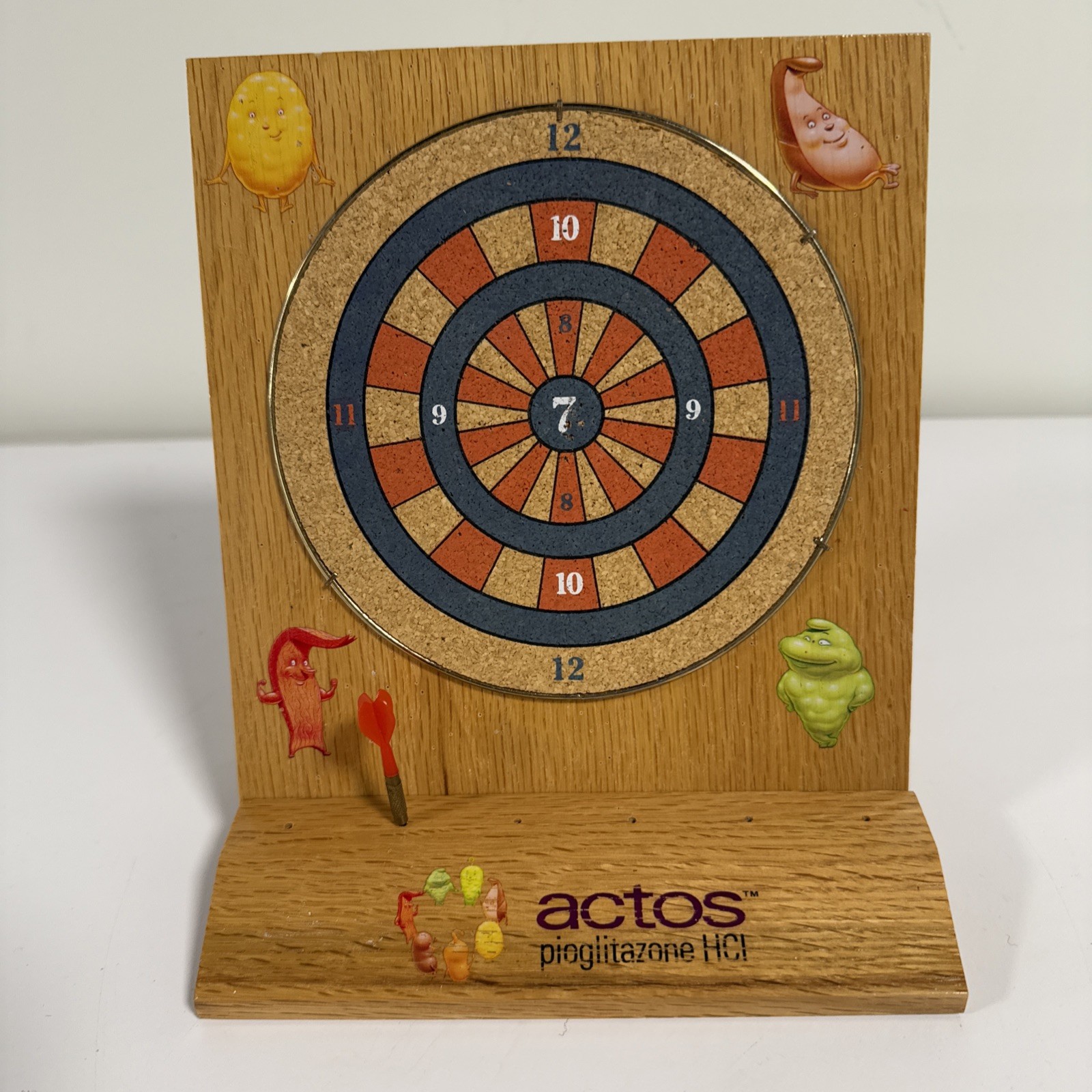 Vintage Takeda Pharma Rep Sales Actos Pioglitazone Mini Wood Desk Top Dart Game