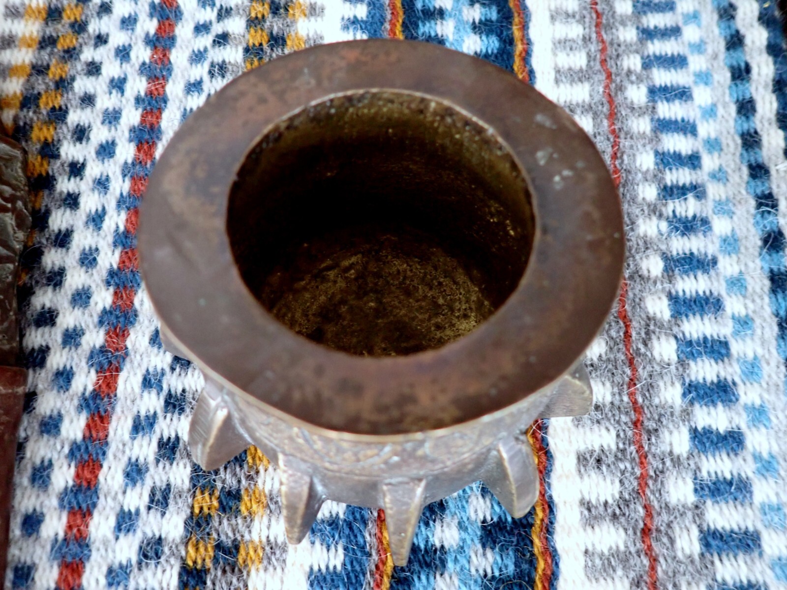 Gilded Bronze Mortar Arab Spain Antique Cast Bronze Small Mortar Apothecary Herb
