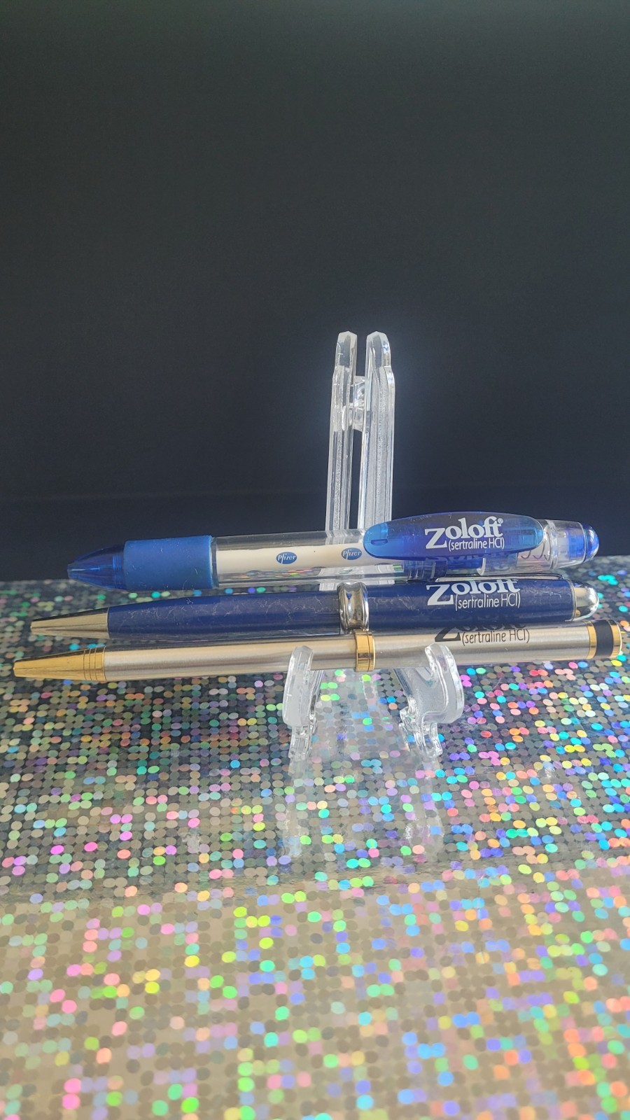 Zoloft Pen Lot Of 3 Metal Drug Rep Pharmaceutical Promo Advertising Read