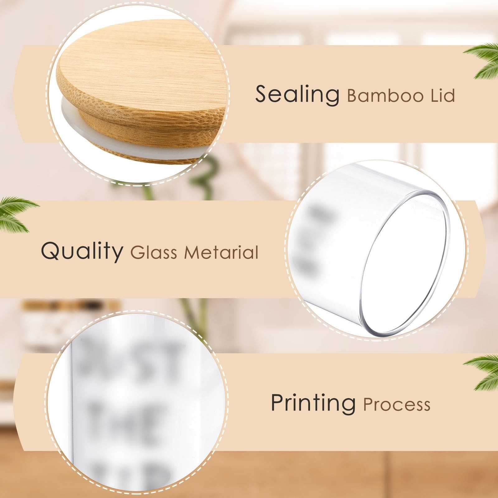 6 Pcs Apothecary Jars Glass Jars with Lids for Bathroom Holder Glass Cotton B…