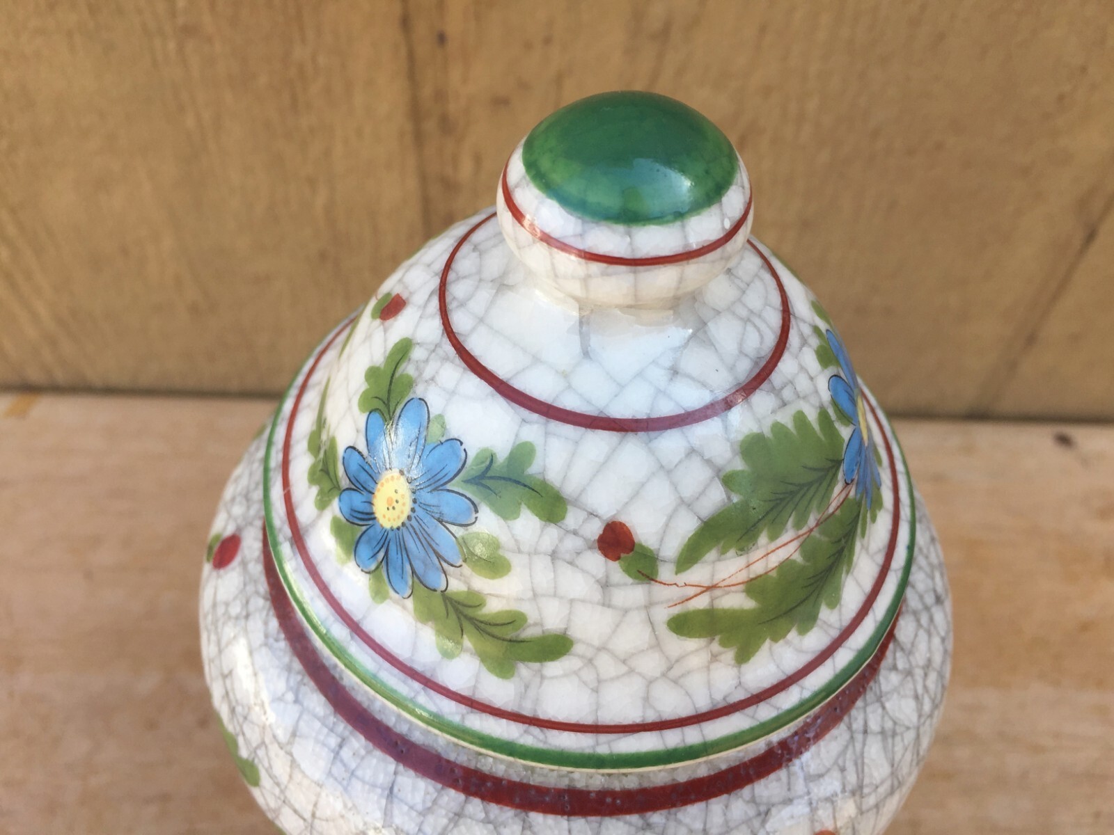Vintage Pharmacy Apothecary Jar Itnao Agar Crackle Glaze Japan 9″ Hand Painted