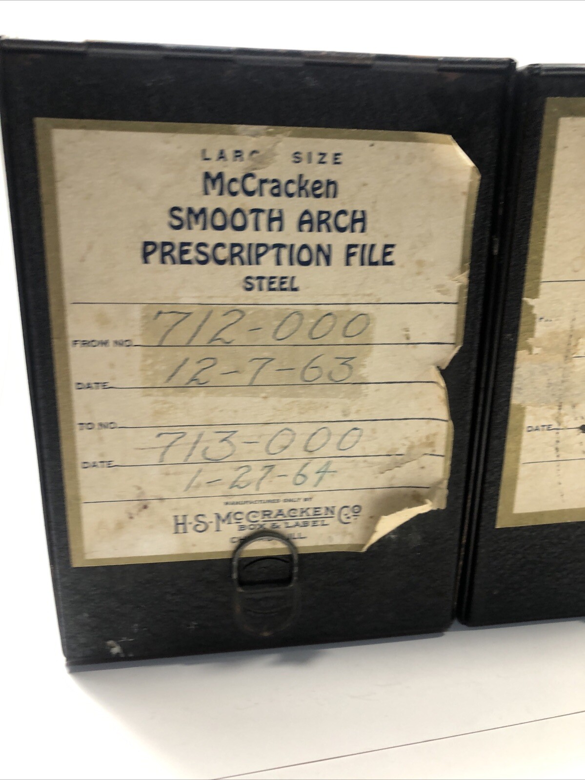 Vintage McCracken Metal File Pharmacy Prescription Box Industrial Rx Lot 3 Blk
