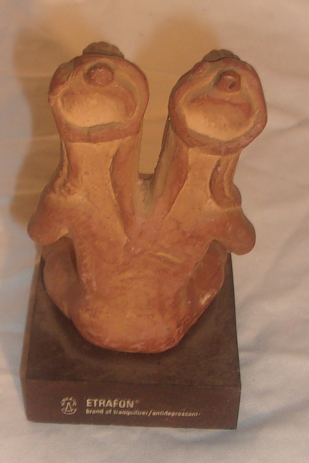ETRAFON DUAL EMOTIONAL DISTRESS TERRACOTA FIGURE IN GOOD CONDITION