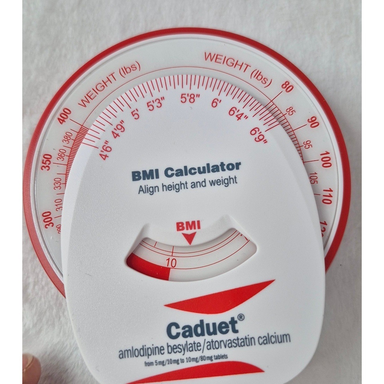 Caduet BMI Calculator Unisex OS White Red Wheel Pharmaceutical Promo Magnet EX