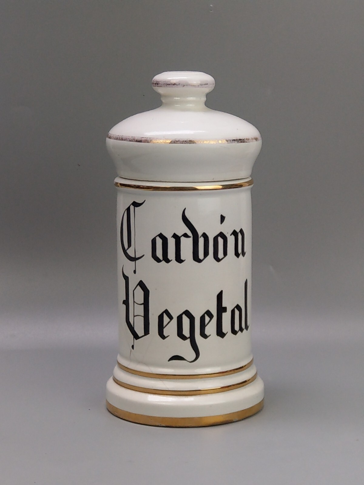 Antique Ceramic Apothecary Chemist Storage Jar Carbon Vegetal