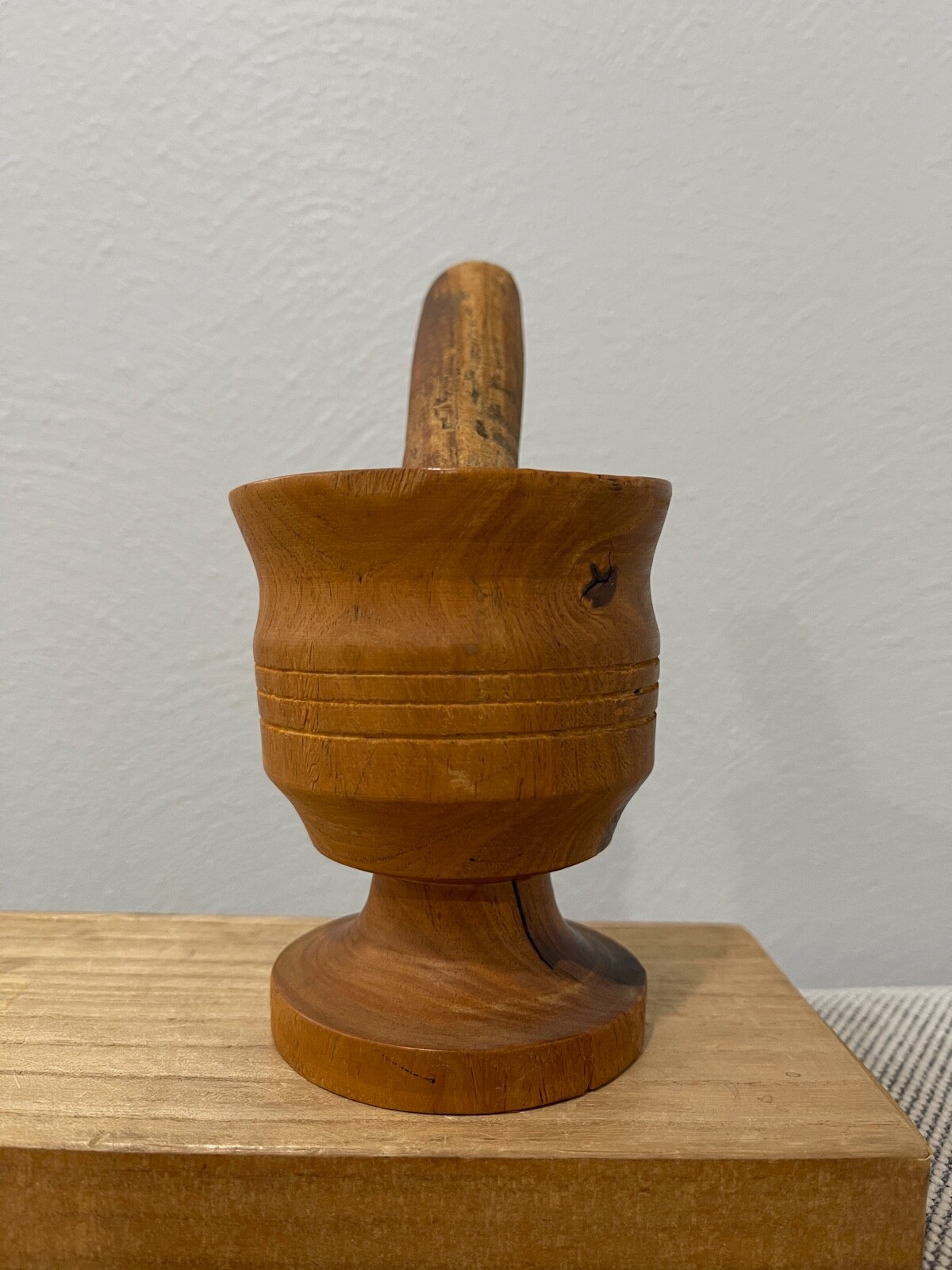 Possibly Vintage Small Wood Mortar & Pestle
