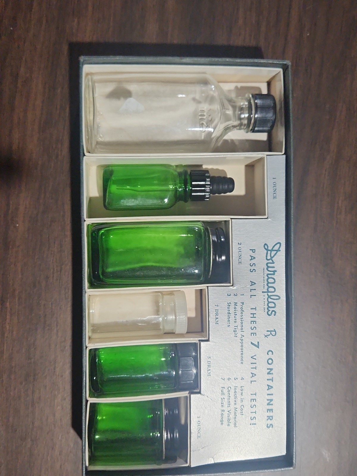 Vintage Owens-Illinois Duraglas Rx Salesman Sample Kit Glass Pharmacy Bottles