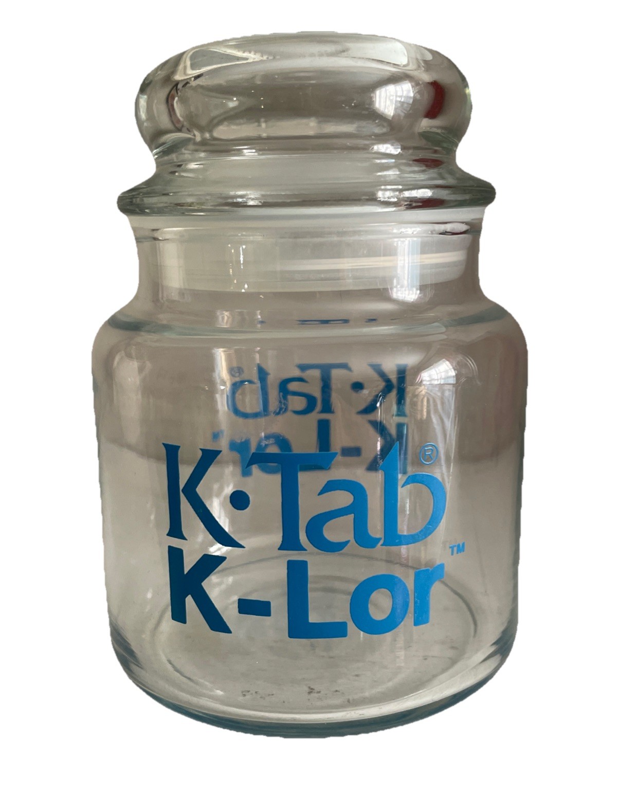 Vintage K-Tab Glass Apothecary Jar / Candy With Lid Pharmaceutical Advertising