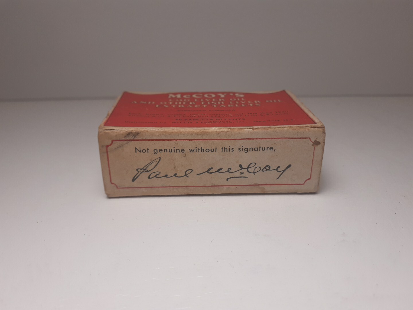 1940-50s Vintage McCoy’s Cod Liver Pills Cardboard Box