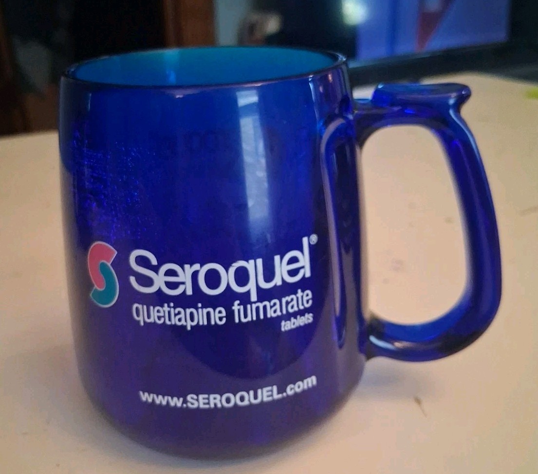 RARE Seroquel Pharmaceutical Sales Rep Promotional Mug Heavy Acrylic