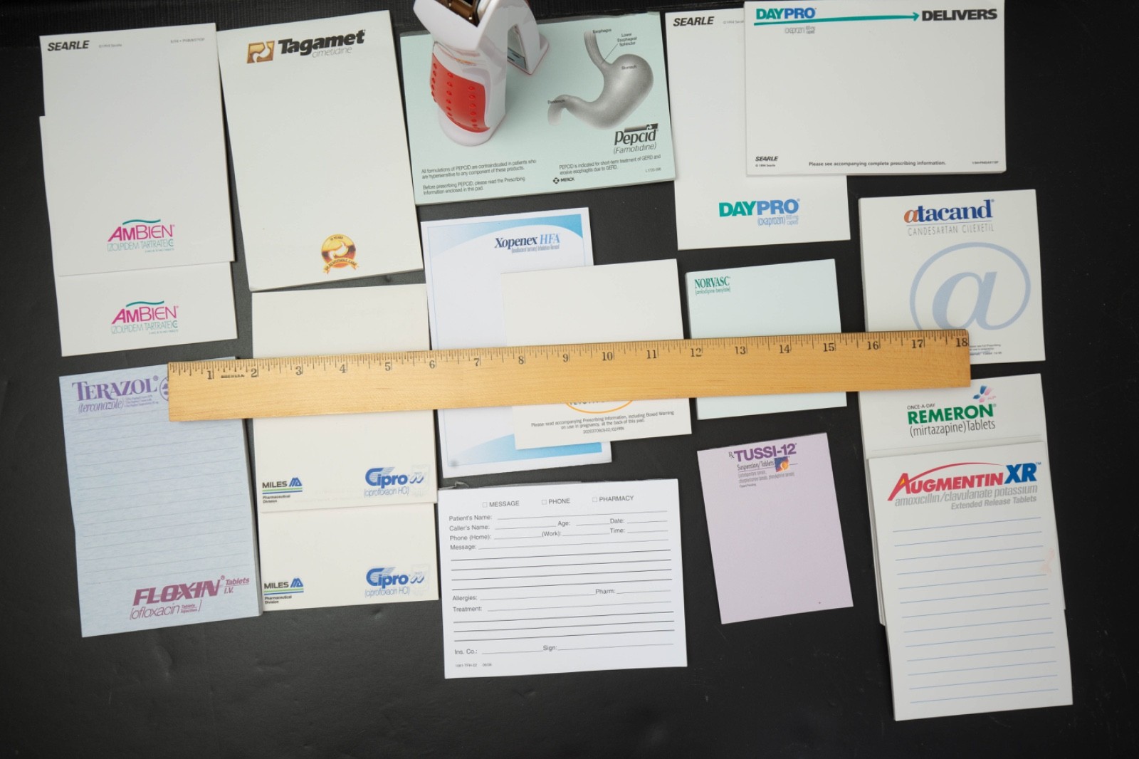 Drug Rep Pharmaceutical Partial Sticky Notes Stapler Pharma Note Pad Lot Vtg