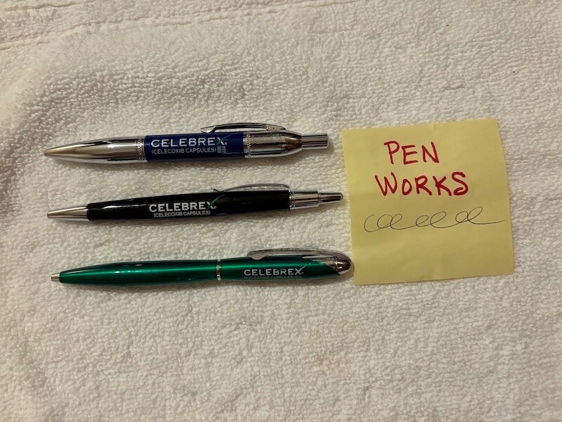 VINTAGE LOT OF THREE (3) PFIZER “CELEBREX” BRAND PHARMACEUTICAL DRUG PROMO PENS