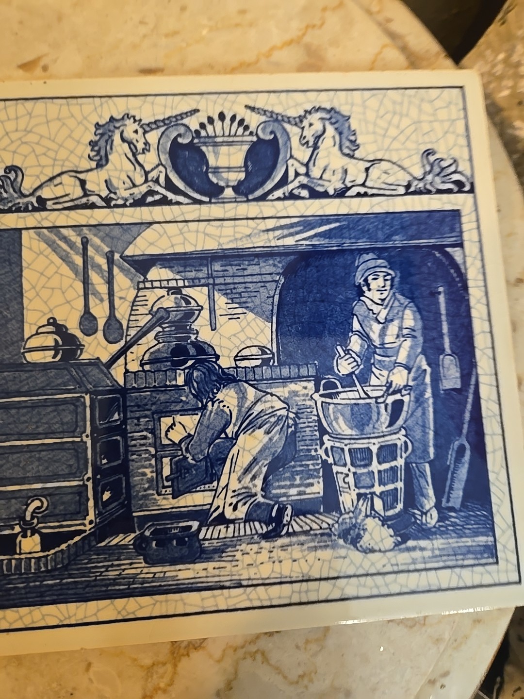 2 BLUE DELFT SCHOONHAVEN HOLLAND HANDMADE PILL TILES 1990s Handmade Read