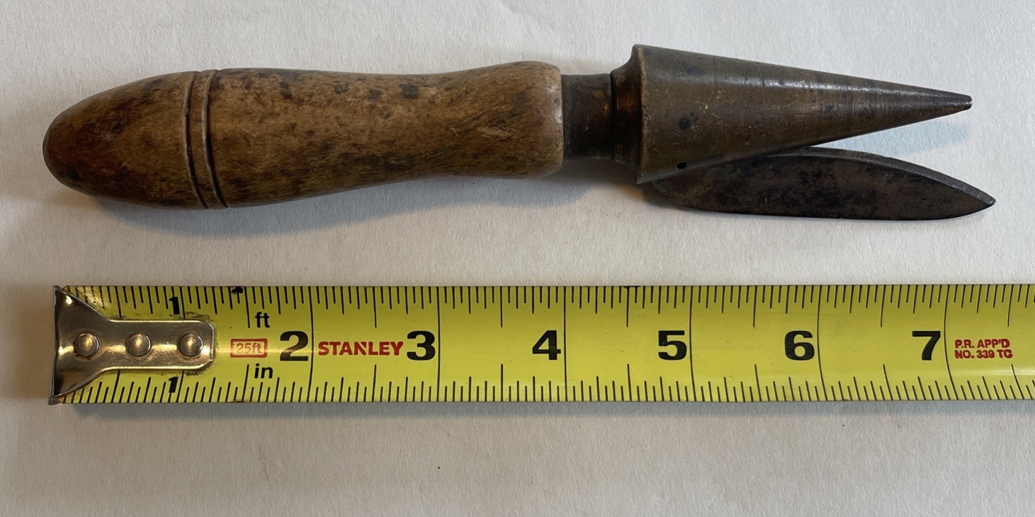 Antique Apothecary Pharmaceutical Cork Borer Sharpening Tool Knife Brass Cone