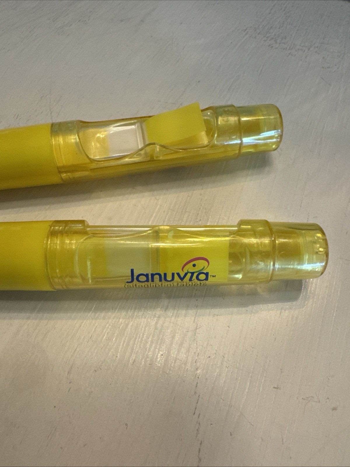 Januvia Post-It Highlighters Pharmaceutical Drug Rep Advertising Yellow Lot X 2