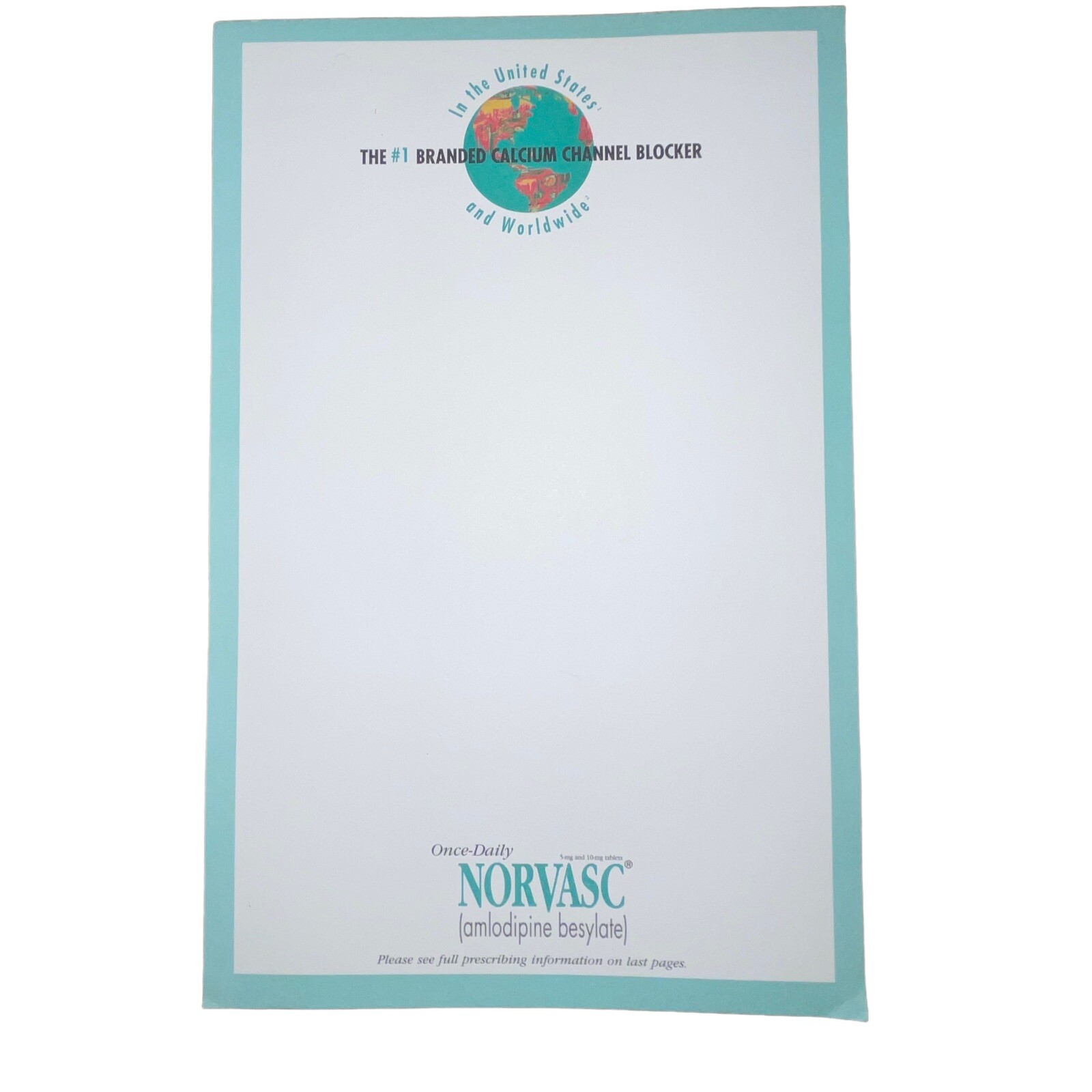 Pharmaceutical drug rep MEMO NOTE PAD paper vintage cortlandt norvasc