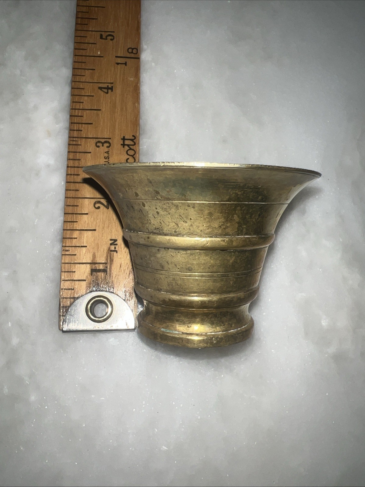 Rx Brass Mortar and Pestle Apothecary Pharmaceutical 3” Vintage Solid Brass Drug