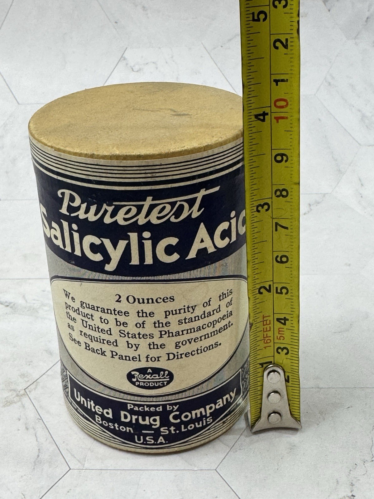 Vintage Puretest Salicylic Acid Powder United Drug Company Rexall NEW Old Stock