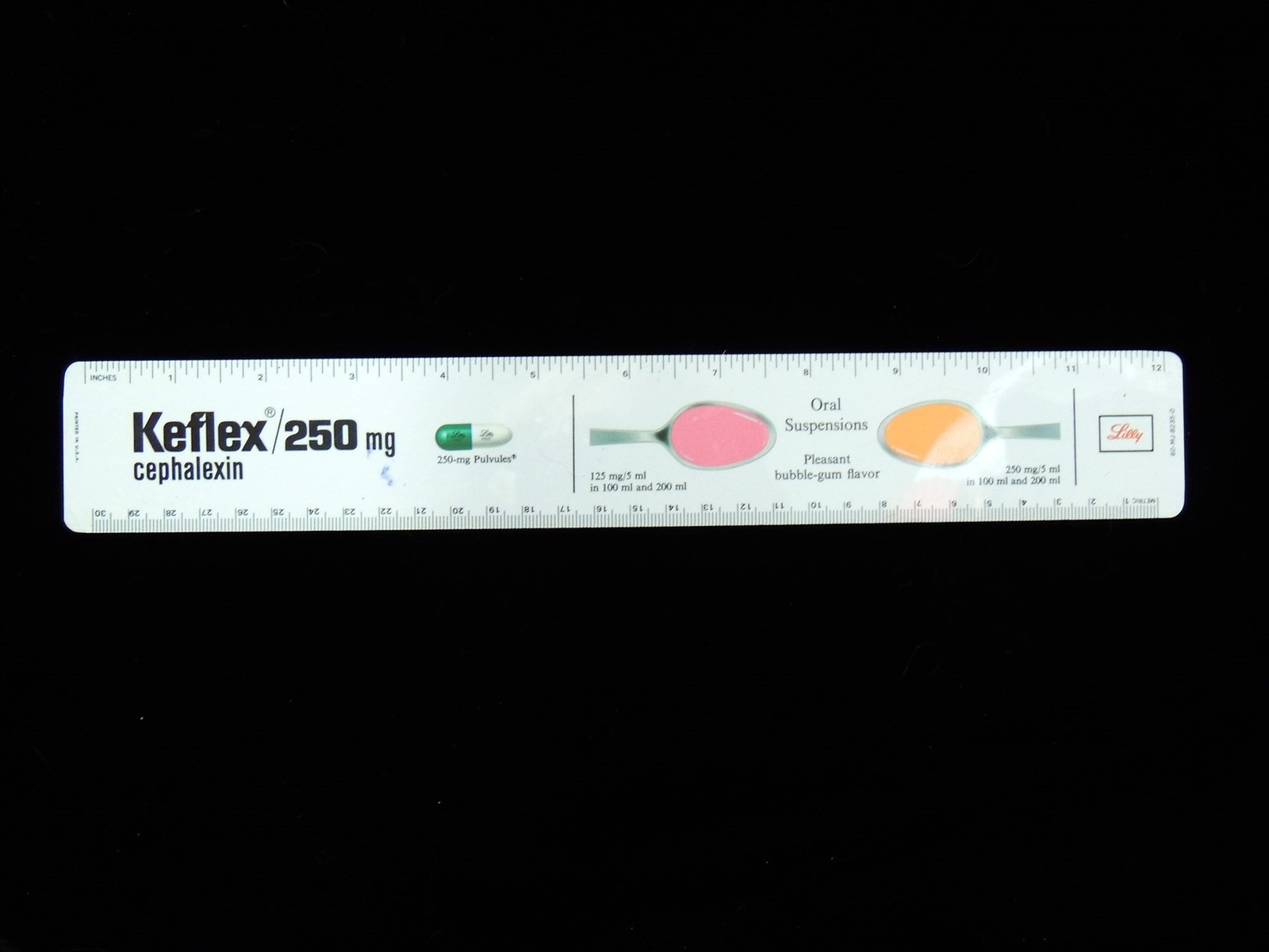 Eli Lilly Promotional 12″ Ruler Vintage Keflex Collectible Cir 70s