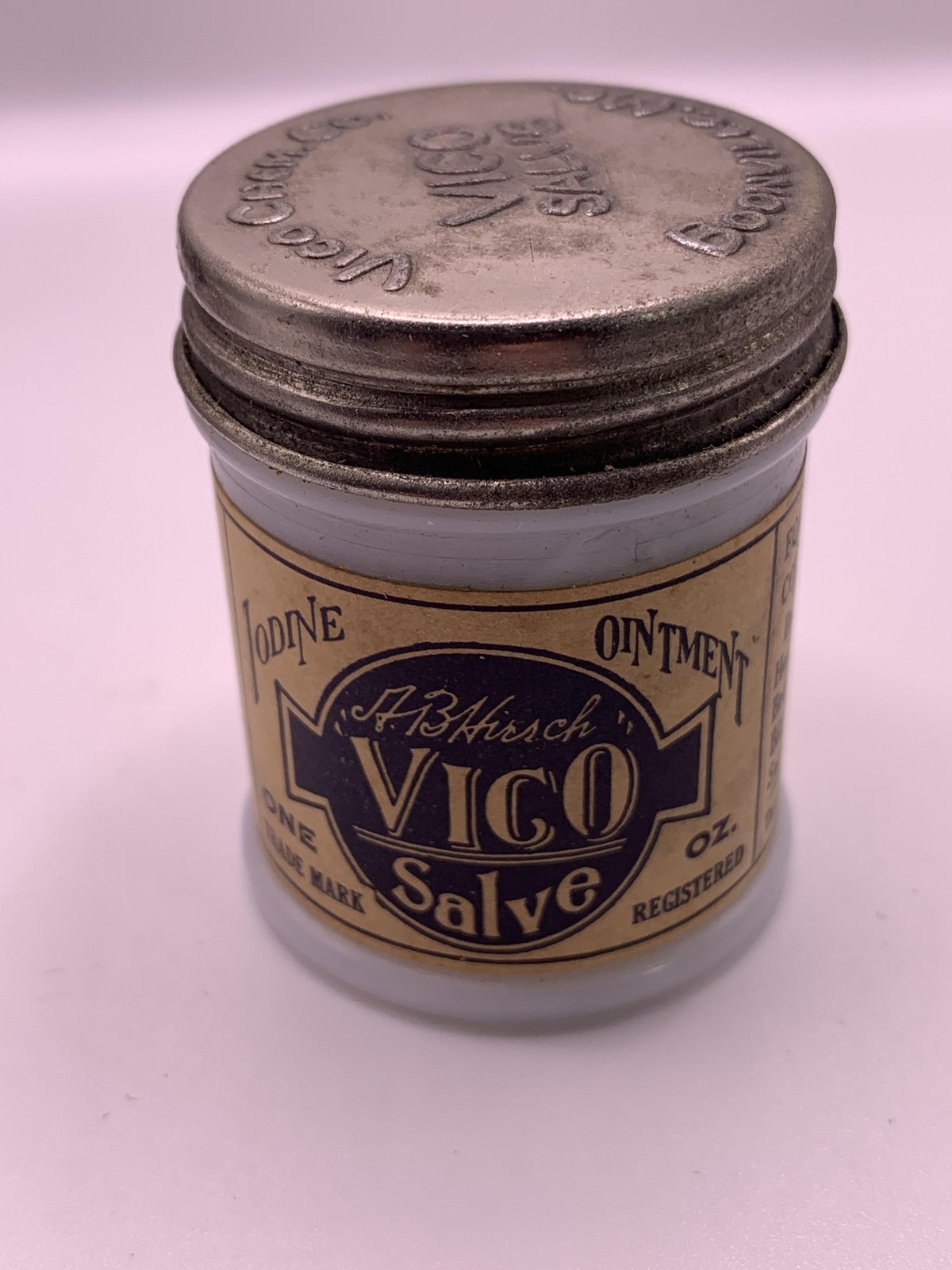 Vintage Vico Salve Ointment Jar Box And Insert Boonville MO USA Chem Co