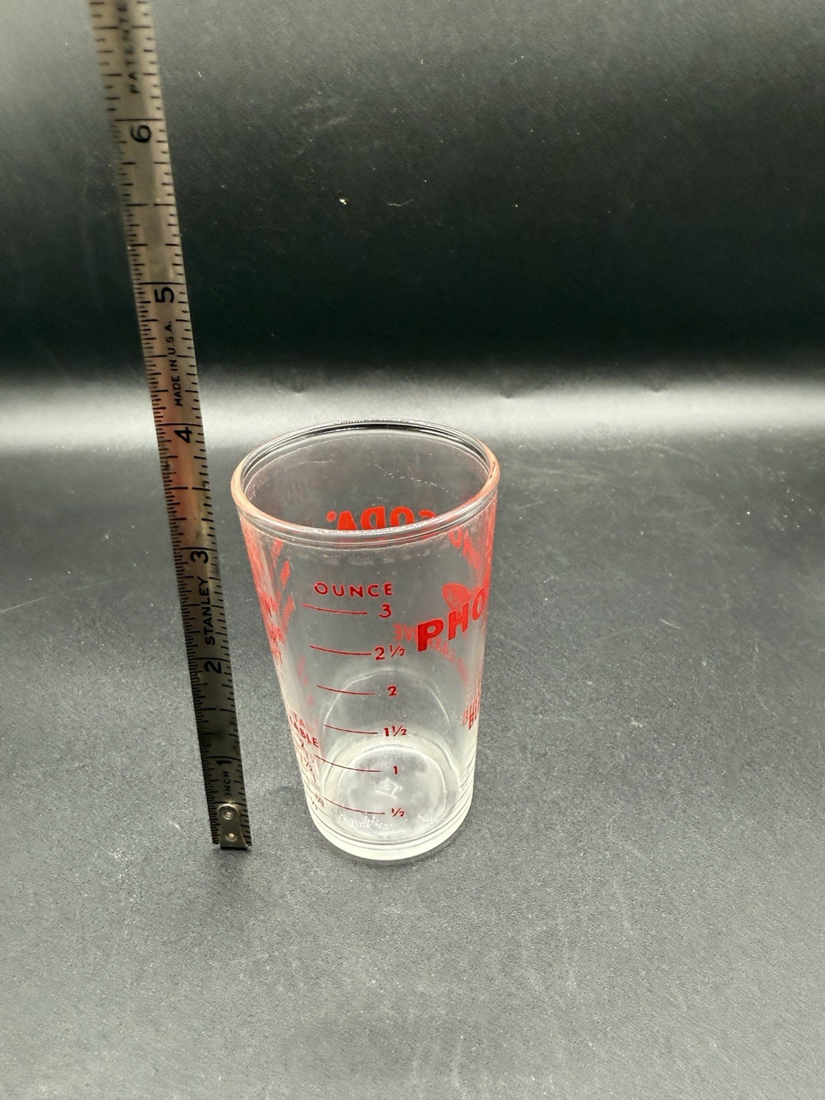 Fleet Phospho Soda Glass Measuring Cup Buffered Laxative Medical Ad Hazel Atlas