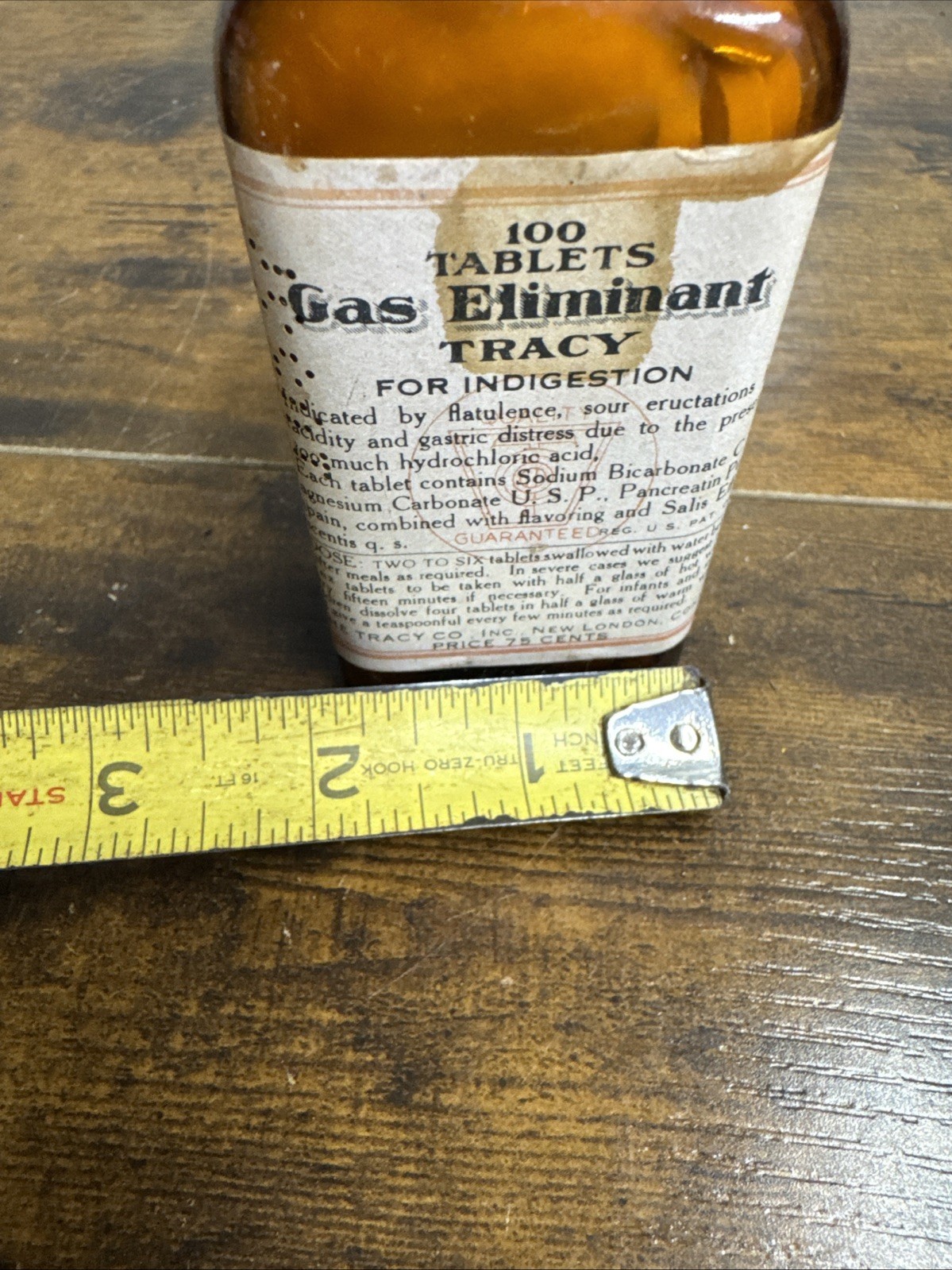 TRACY GAS ELIMINANT TABLETS Expired Obsolete VINTAGE Collectible MEDICINE BOTTLE