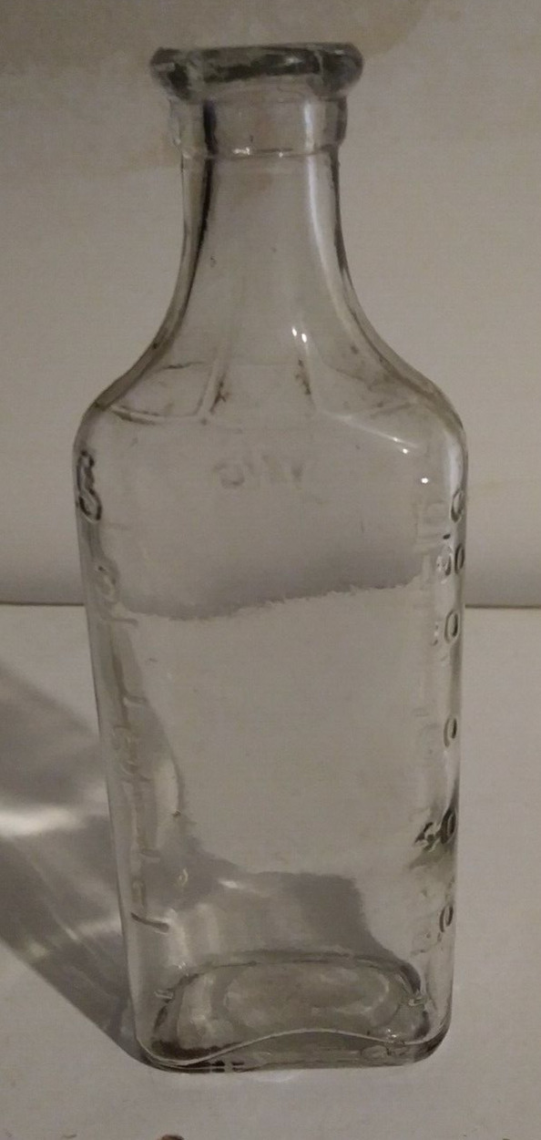 Vintage Rectangular Bottle, Clear Glass, Perfume or Pharmacy