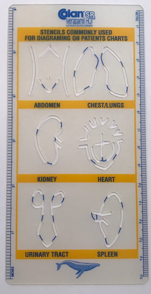 Calan SR Pharmaceutical Drug Rep Stencils Commonly Used + Metric & Inches Rulers