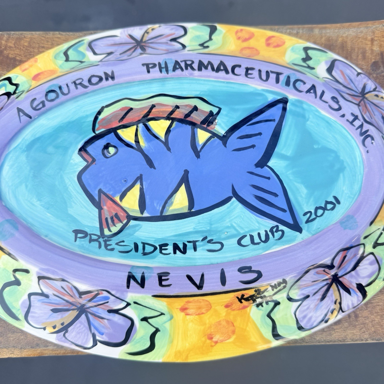 Agouron Pharmaceuticals 2001 Presidents Club Nevis Collectible Rare Fish Platter