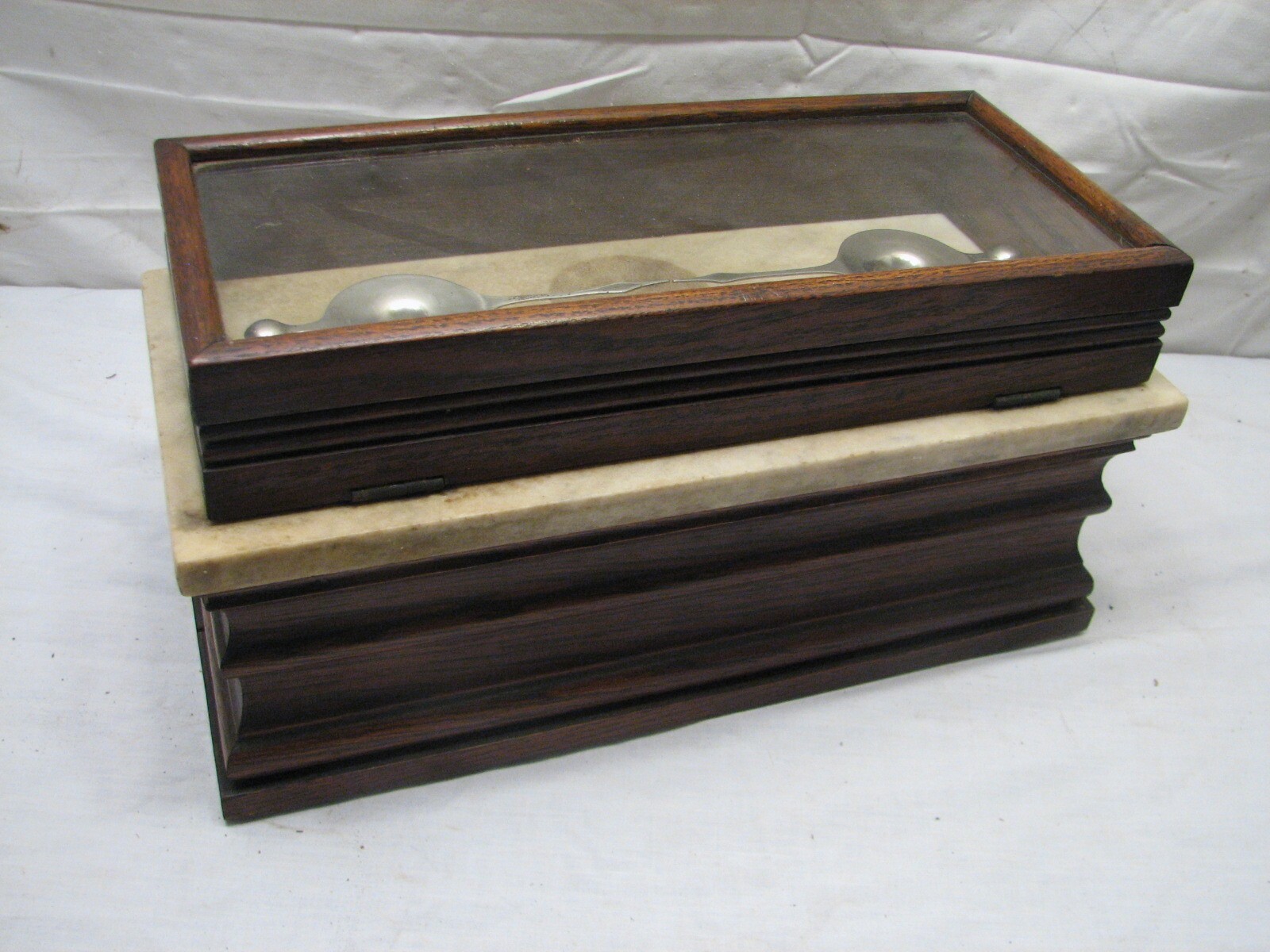 Antique Marble & Wood Apothecary Pharmacist Balance Scale Mod Lab Country Store