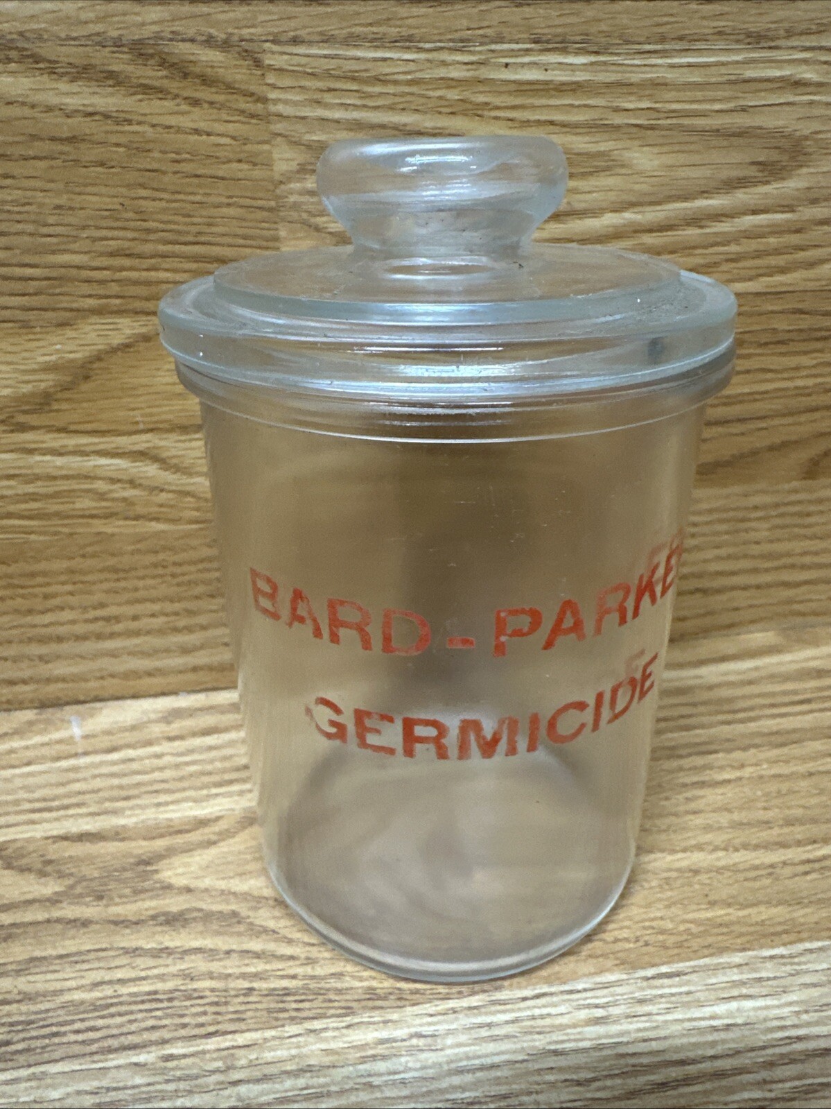 Vintage RARE Bard-Parker Germicide Glass Jar Medical 6” Early 1900’s
