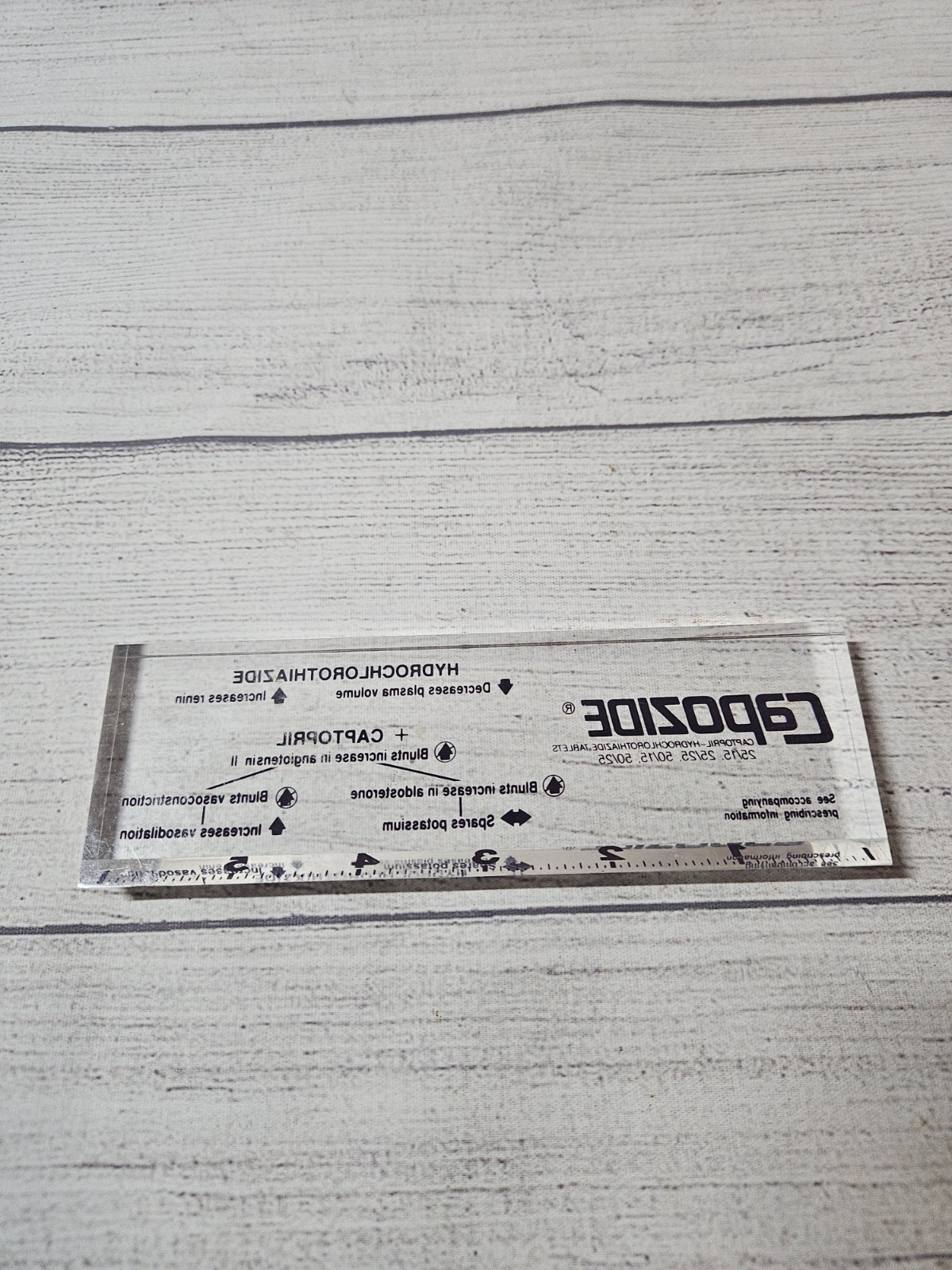Vintage CAPOZIDE Pharmaceutical Promotional Ruler – Acrylic – 1990s – RARE!