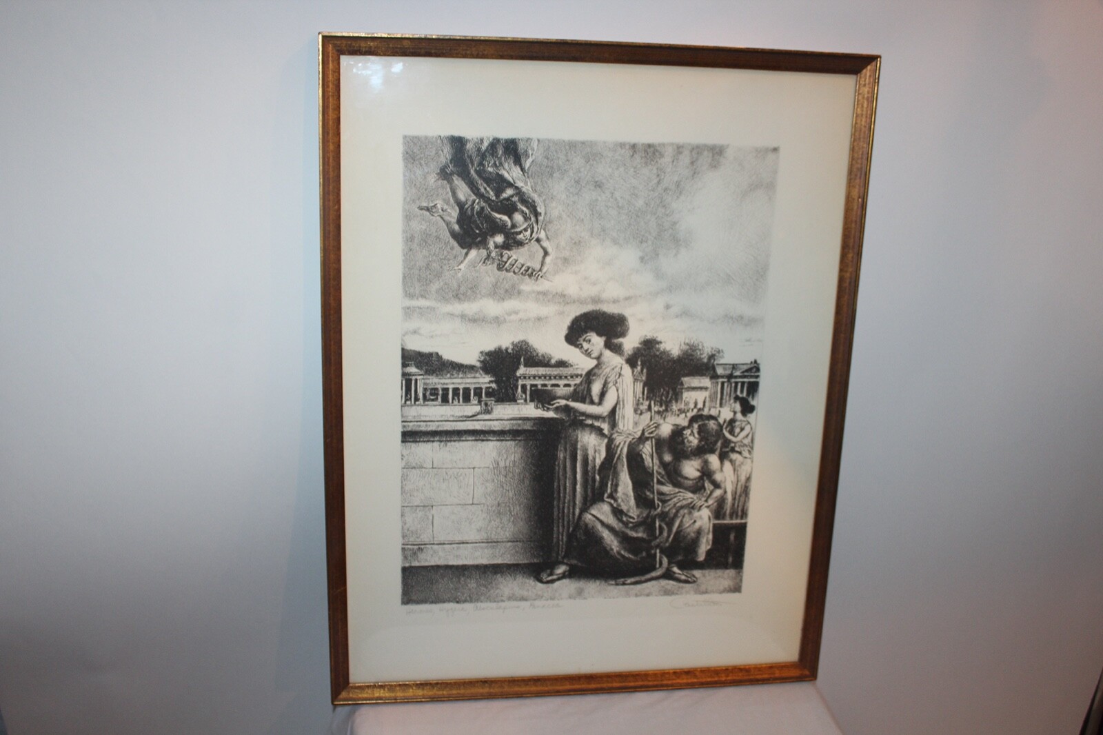 Pharmaceutical Lithograph Hermes Hygeia Alsculapins Panacea Signed Castillo