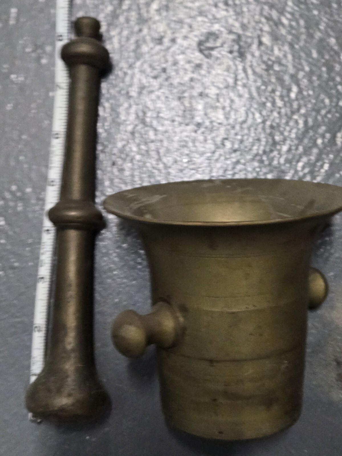 Antique Apothecary Brass Mortar & Pestle Pharmacy Druggist Tool Drug Herbs 19 C.