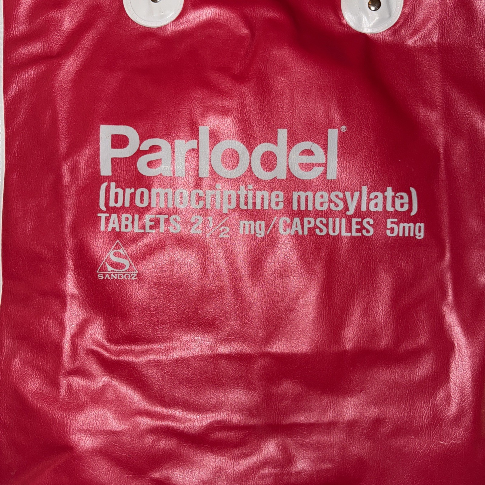 Sandoz Parlodel Bromocriptine Tote Bag Vinyl Drug Rep Pharmaceutical Promo Tear