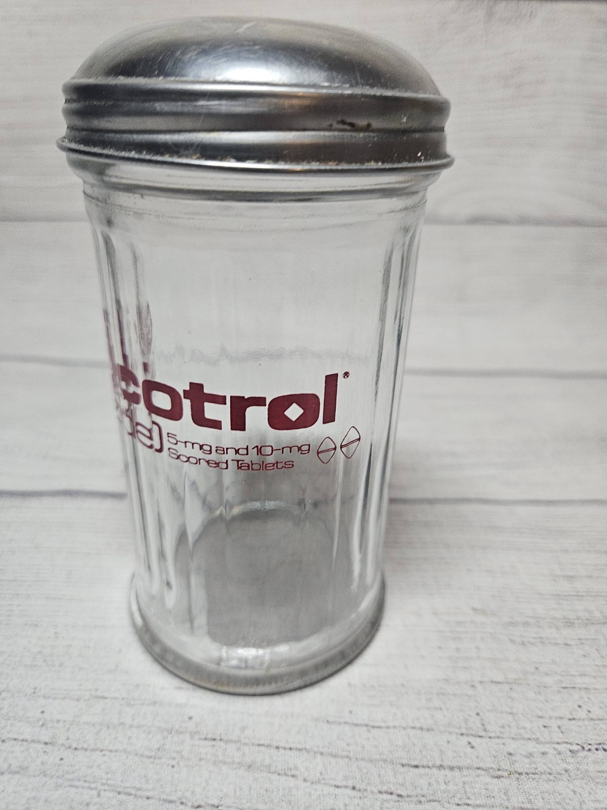 Vintage GLUCOTROL Glass Sugar Container Promotional Item – Glipizide – 1990s