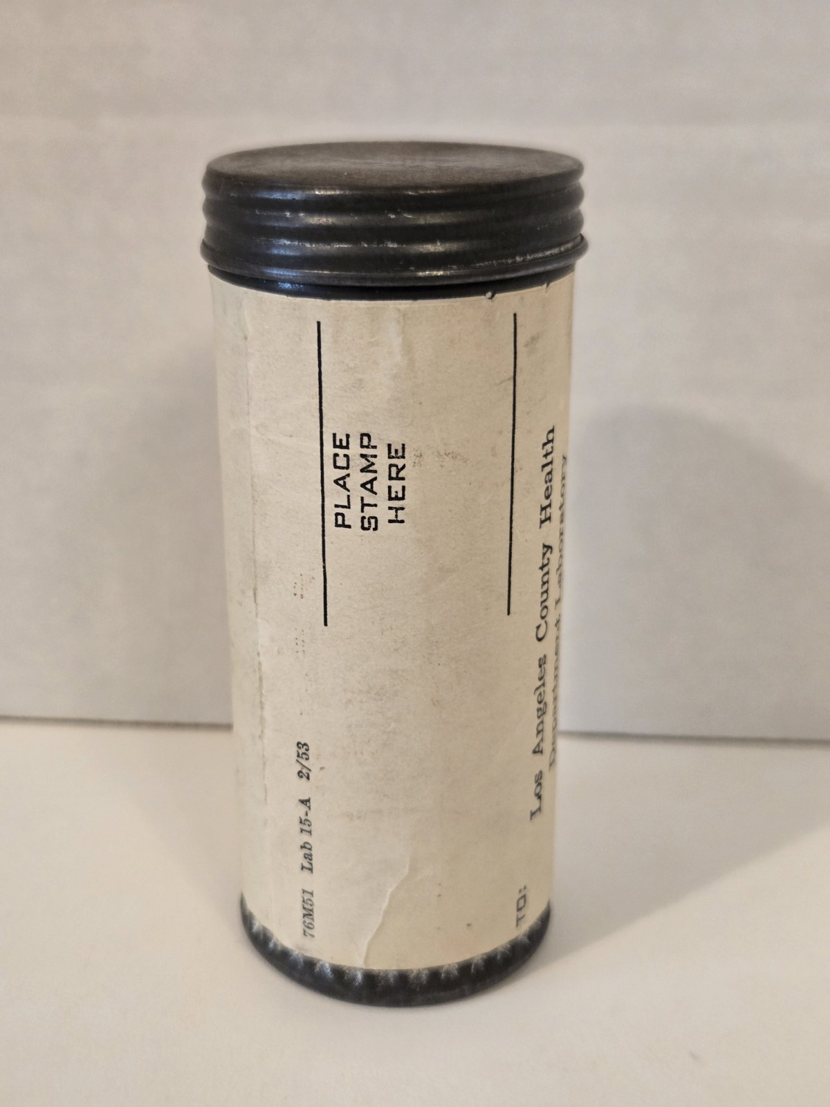Vintage Los Angeles Health Department Laboratory Test For Syphilis Mailing Tube